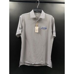 Peter Millar Summer Comfort Men`s Golf Gray/White Striped Polo‎ Size Small NWT!